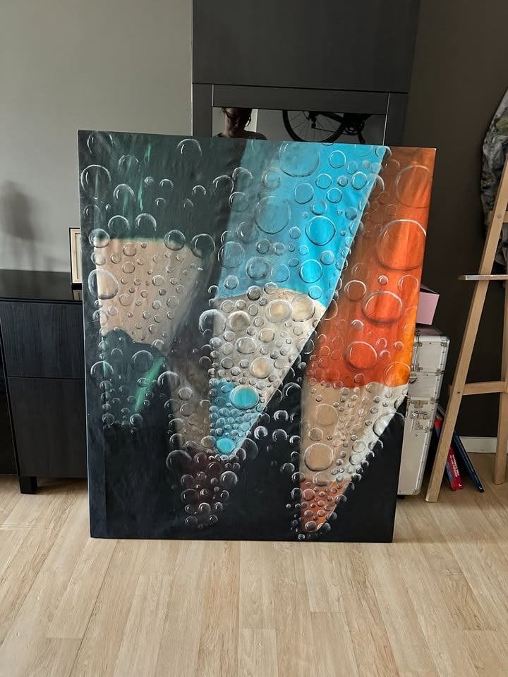Handgeschilderd potloden in water, Antiek en Kunst, Ophalen, Acrylverf, Overig onderwerp, Handgeschilderd