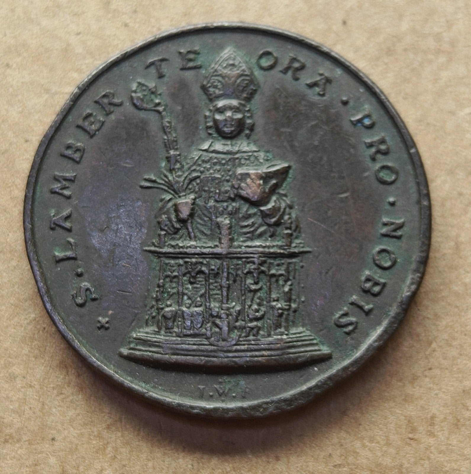 Antieke Herinneringsmedaille Sint-Lambertus, Ophalen of Verzenden, Gebruikt