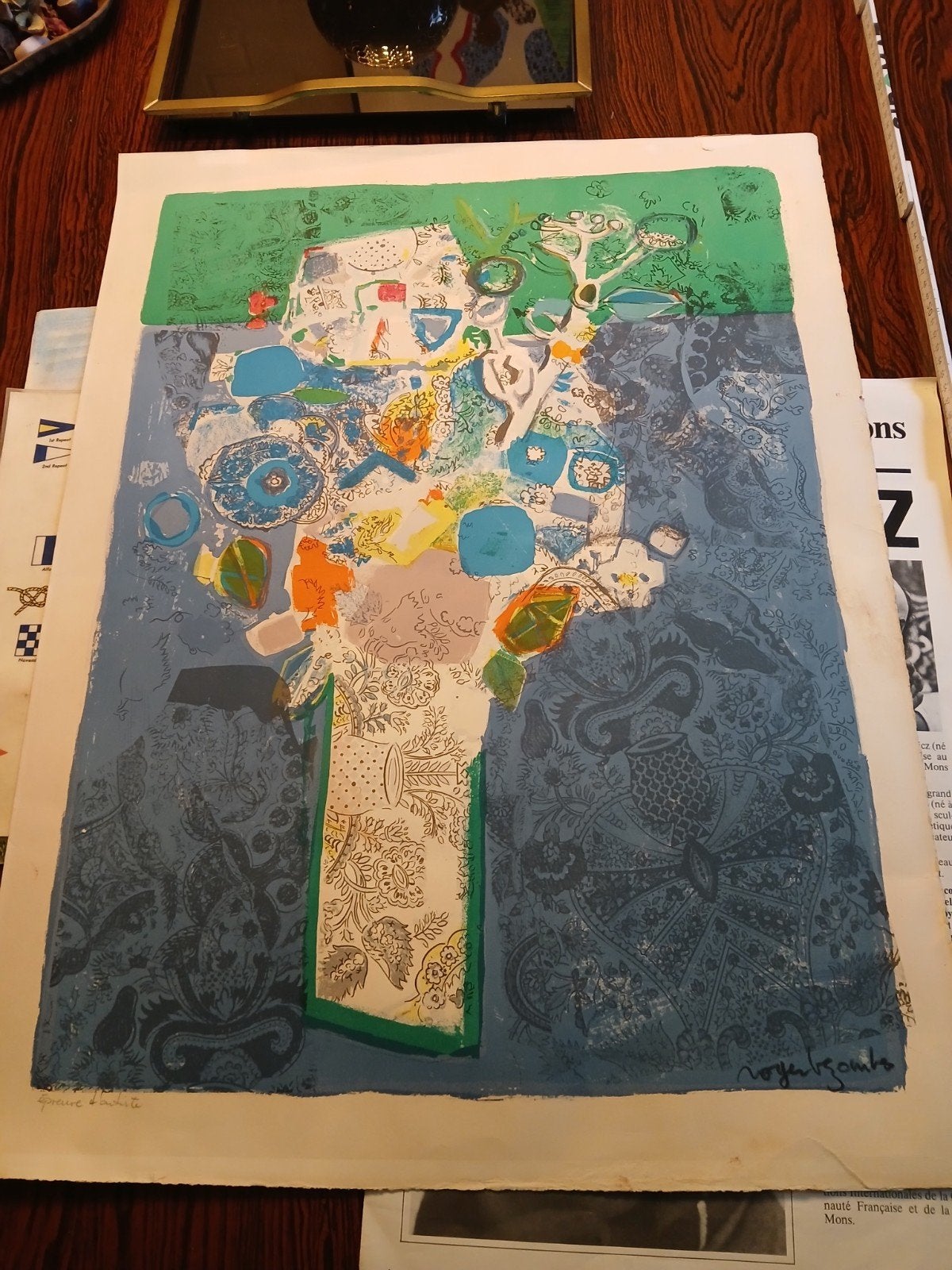 Kleurenlitho Ea.Roger Bezombes 1913-1994 Fr, Antiek en Kunst, Overige onderwerpen, Ophalen of Verzenden, Lithografie, Gelimiteerde oplage