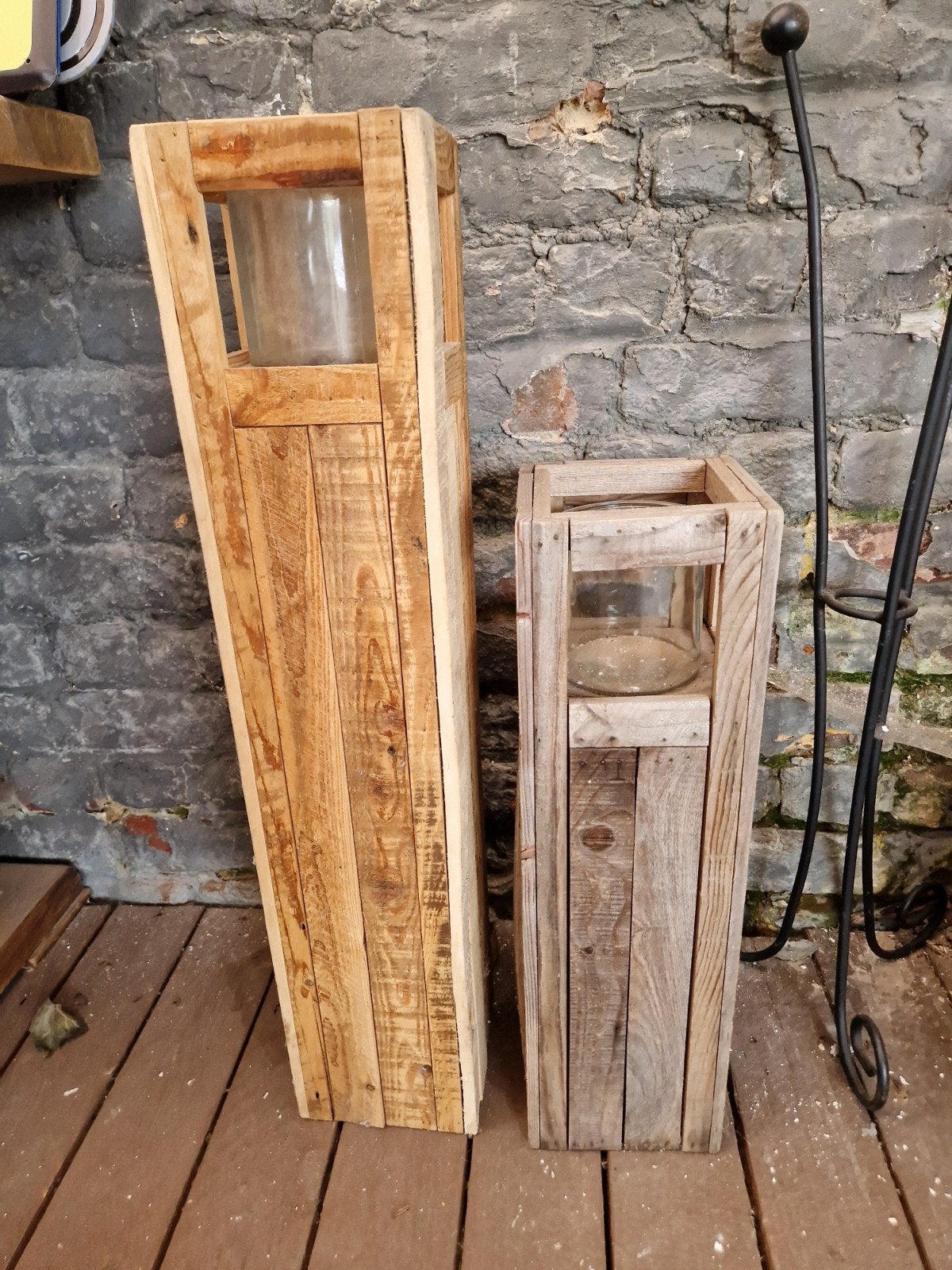 theelicht houders hout 2 stuks, Huis en Inrichting, Ophalen, Gebruikt, Bruin, Overige merken