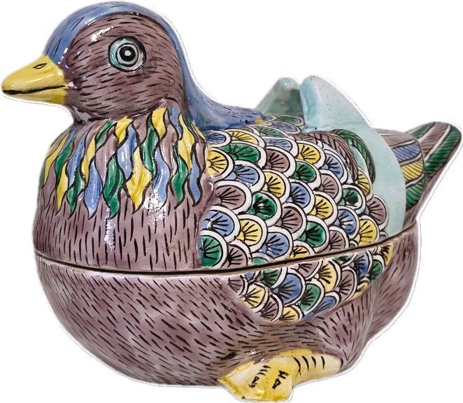 Boîte à canard en porcelaine chinoise., Antiquités & Art, Enlèvement ou Envoi