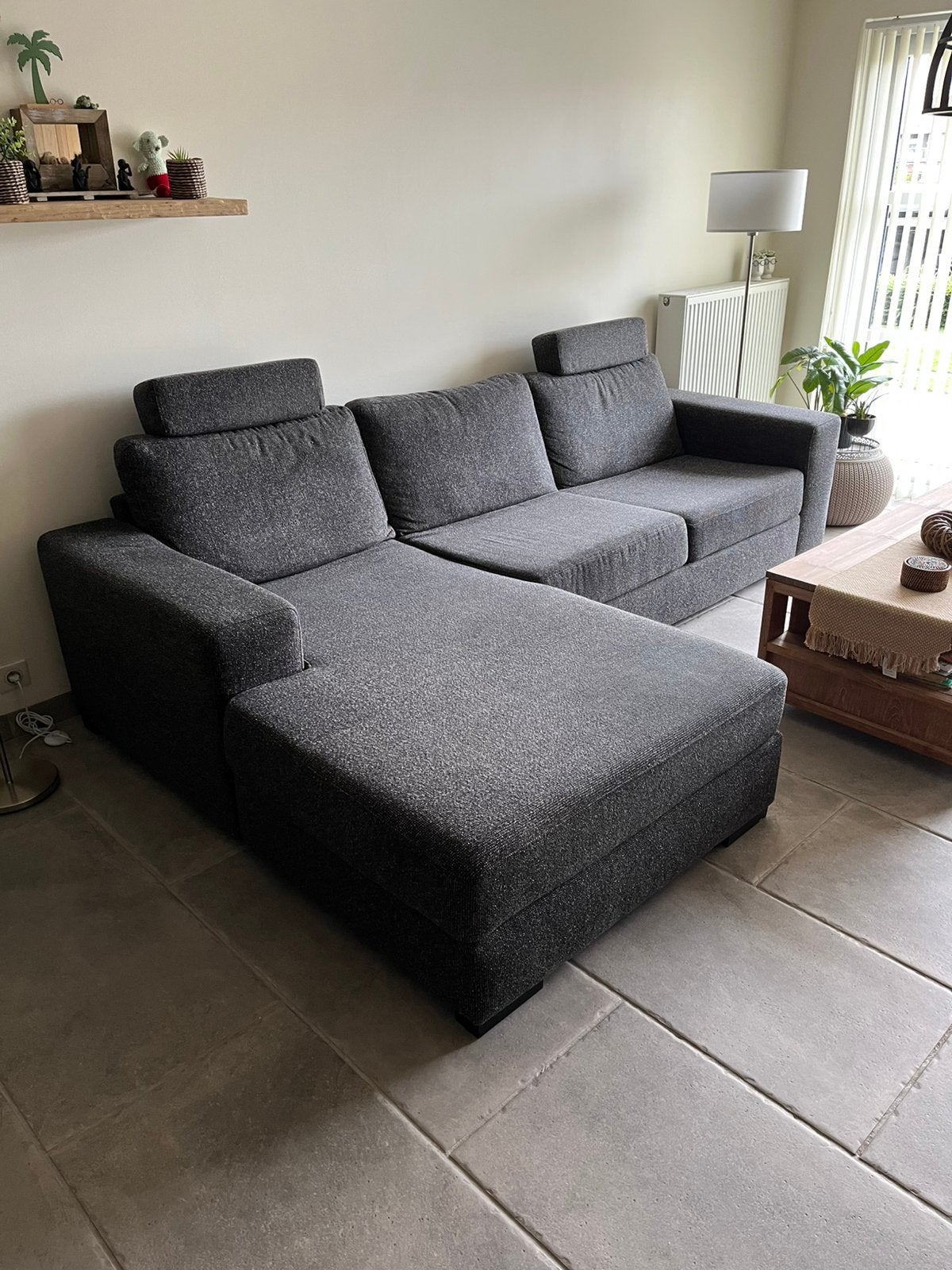 Salonzetel met longchair in tweet, Huis en Inrichting, Ophalen, 250 tot 300 cm, Zo goed als nieuw, Vierpersoons of meer