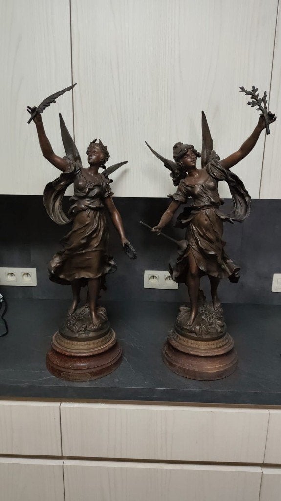 art nouveau beelden Victorie, Antiek en Kunst, Kunst | Beelden en Houtsnijwerken, Ophalen, Art nouveau, 50 - 100 cm, Overige materialen