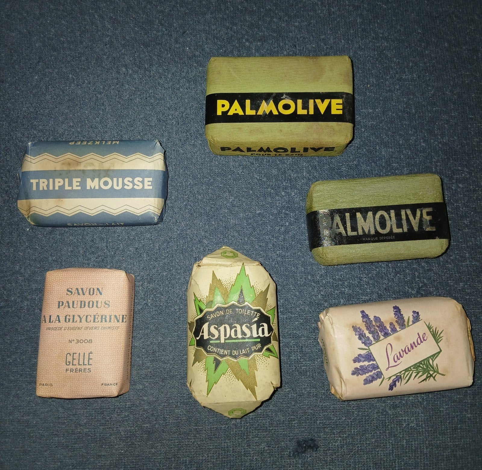 lot 6 savons anciens  Gellé frères  triple mousse Aspasia, Comme neuf