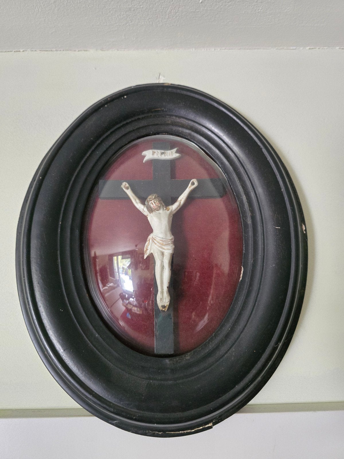 kruisje napoleon 3 met bolglas met borduurrood, Enlèvement ou Envoi
