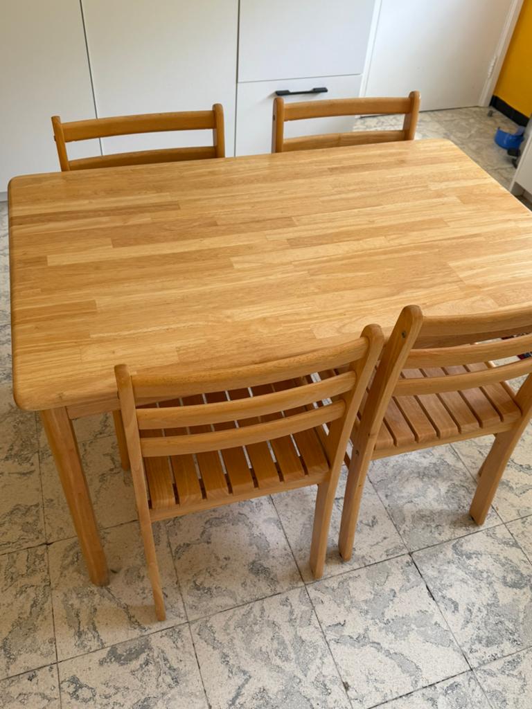 Tafel+ 4 stoelen, Huis en Inrichting, Complete eetkamers, Ophalen, Gebruikt, Tijdloos, 4 tot 6 stoelen