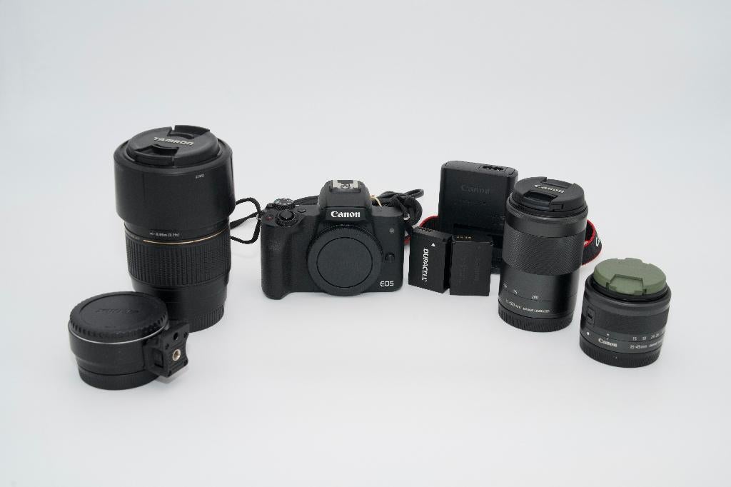 Canon M50 + 15-45mm + 55-200mm + Tamron 70-300mm, Canon, Compact, Ophalen of Verzenden, Zo goed als nieuw