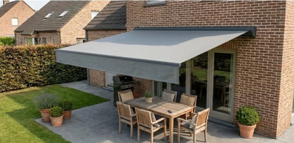 zonneluifel 3,95 m x 3,00 m gemotoriseerd HOUSTON, Jardin & Terrasse, Protection solaire, Enlèvement, Utilisé, Électrique
