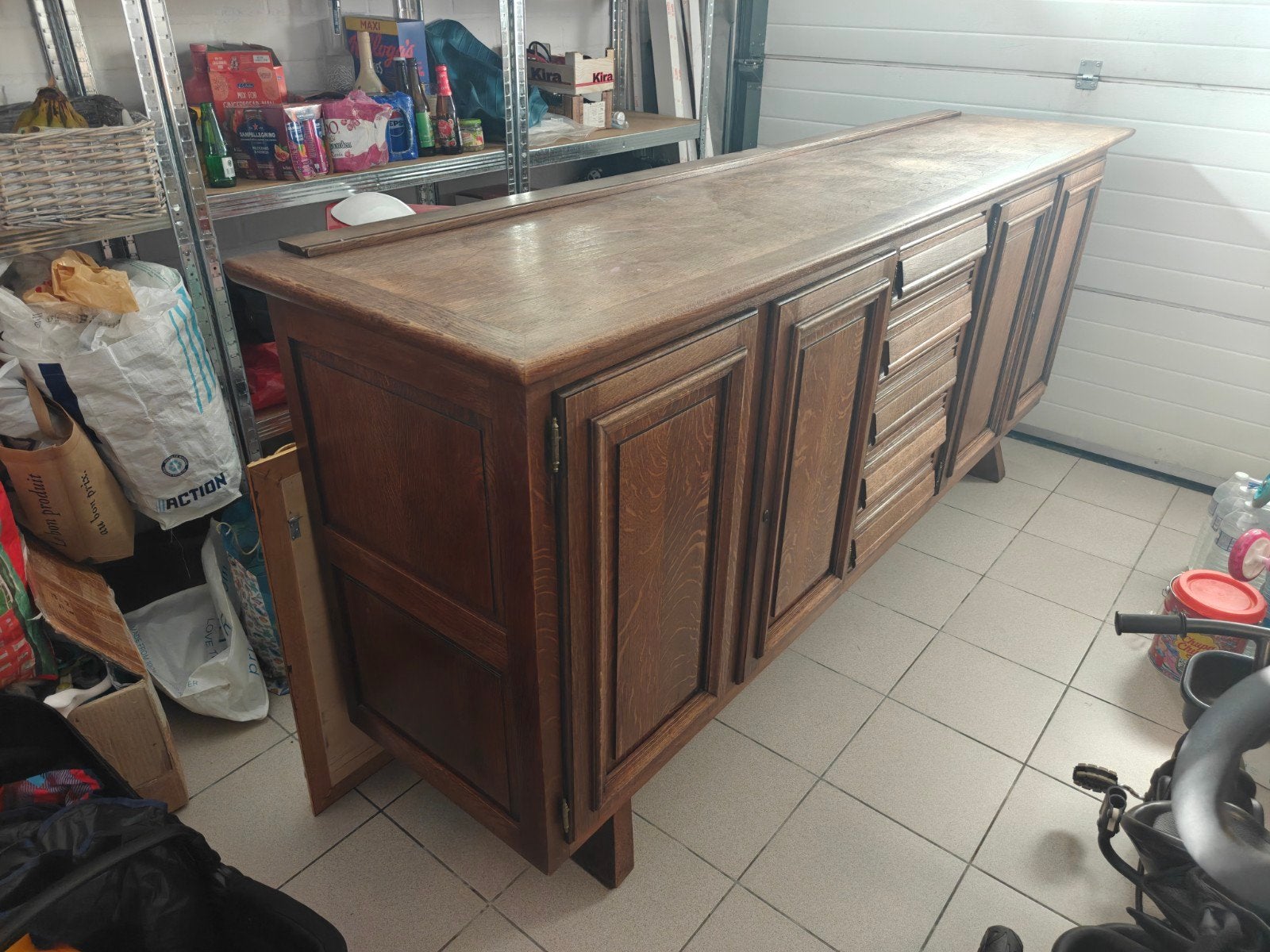 Buffet en chêne massif 242 cm – Excellent état, Maison & Meubles, Enlèvement, Utilisé