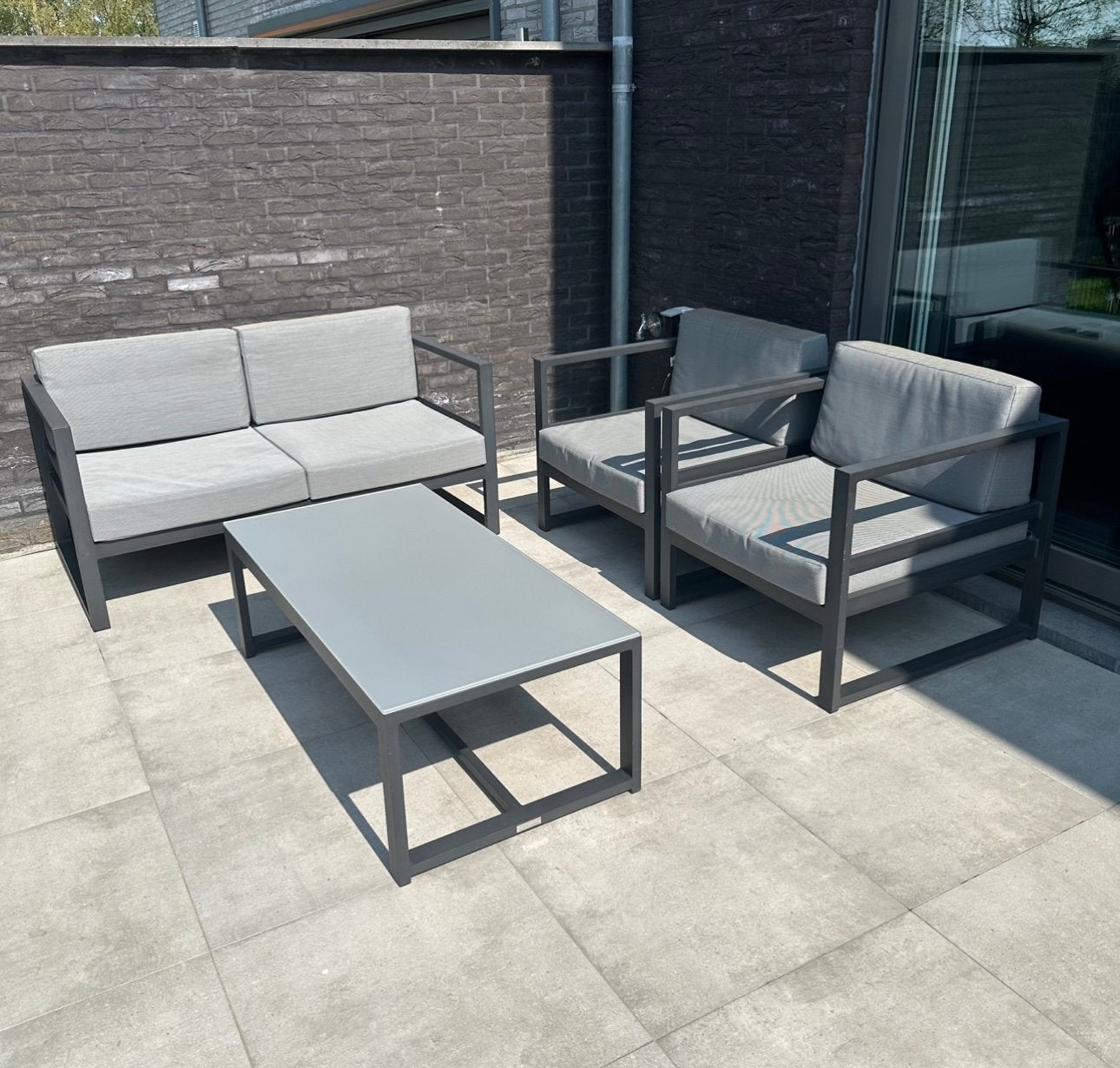 Loungeset, Tuin en Terras, Ophalen, 4 zitplaatsen, Gebruikt, Aluminium