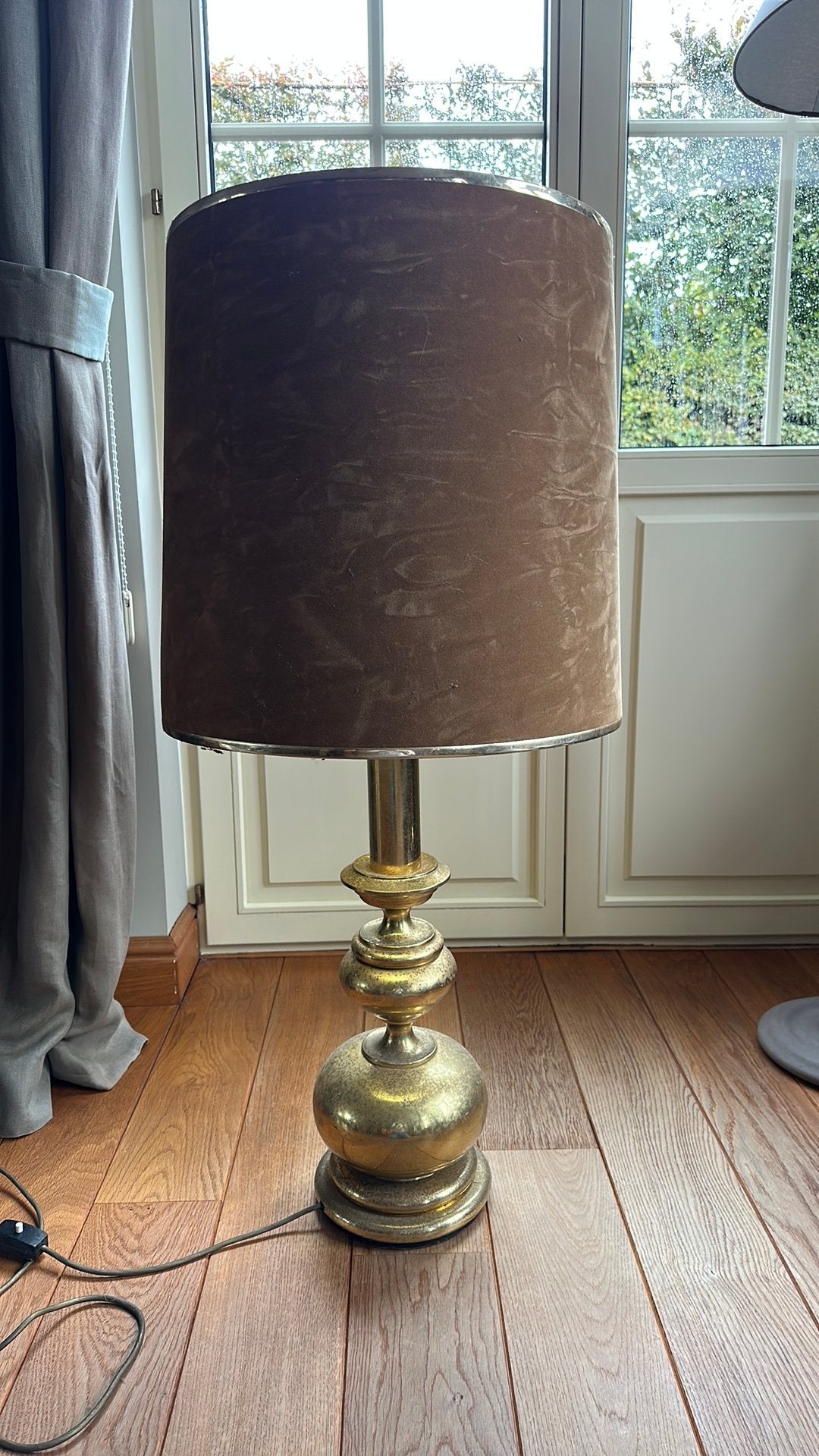 Lampe de table en cuivre avec abat-jour en mousse, Avec abat-jour, Métal, 100 cm, Campagne