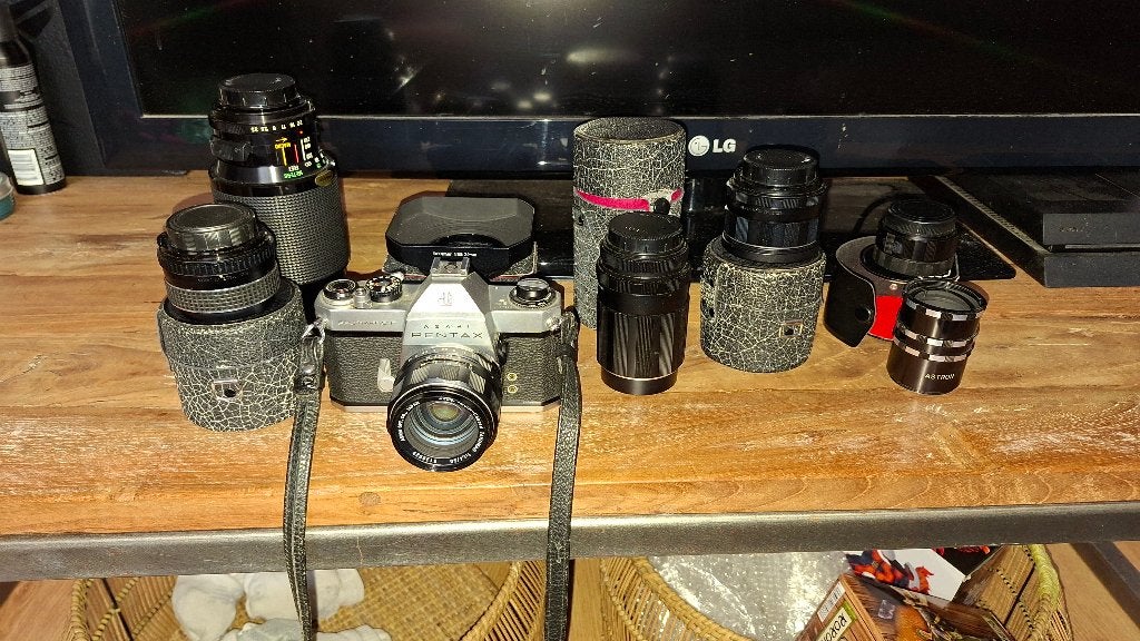 Pentax Spotmatic F met toebehoren, TV, Hi-fi & Vidéo, Appareils photo analogiques, Enlèvement, Utilisé, Reflex miroir, Pentax