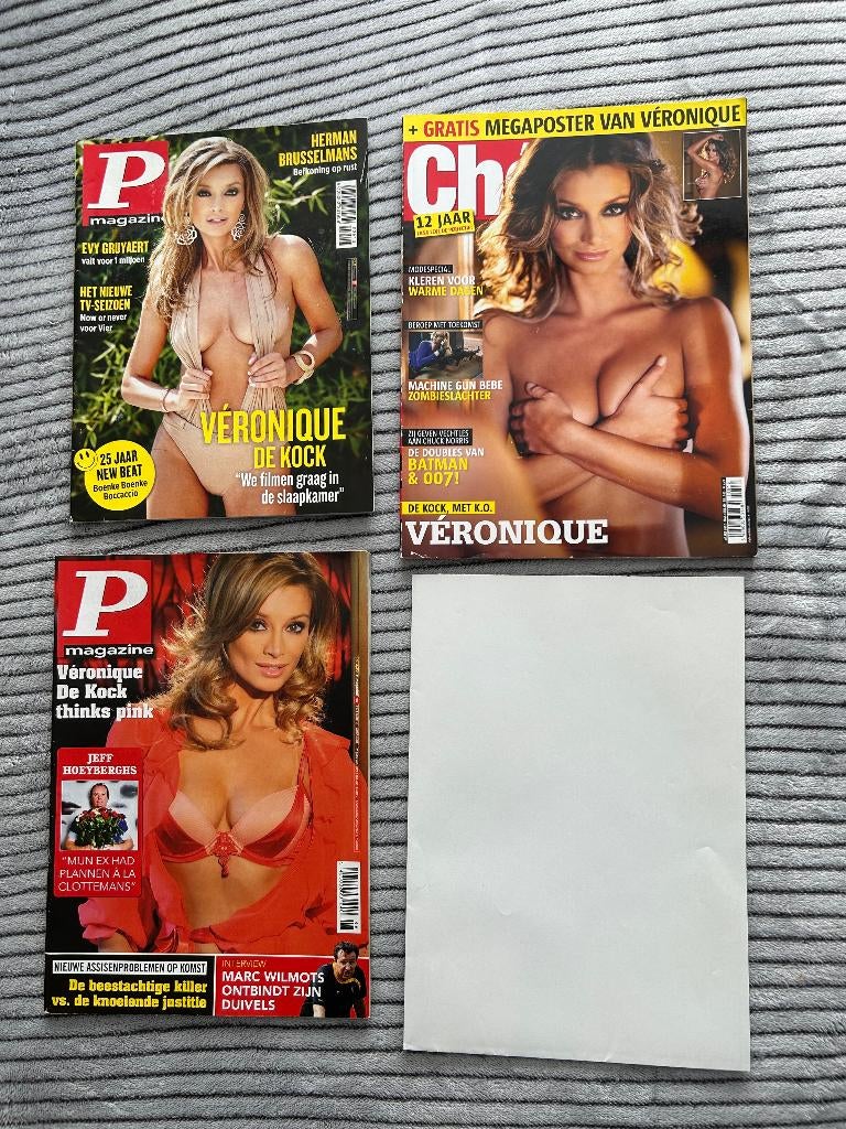3 x Véronique De Kock in P-Magazine - Ché Magazine, Verzamelen, Tijdschriften, Kranten en Knipsels, Tijdschrift, 1980 tot heden