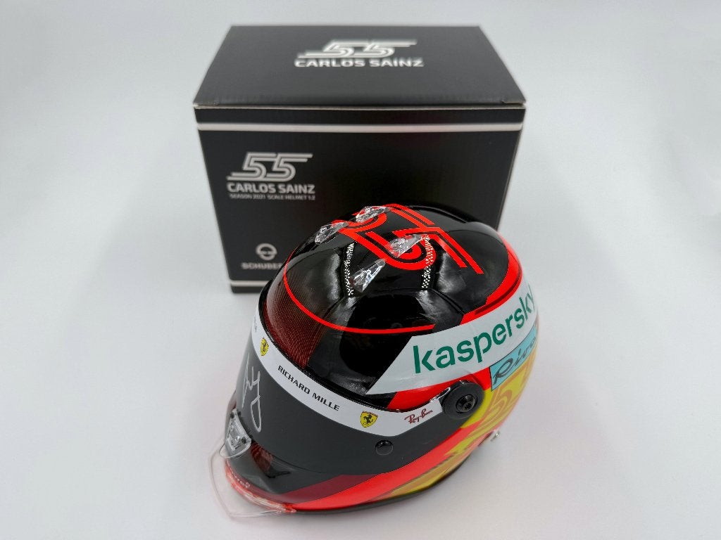 1/2 casque helmet F1 Sainz 2021 (Ferrari) signé, Ophalen of Verzenden