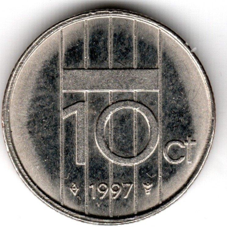 Nederland : 10 Cent 1997  KM#203  Ref 16232, Ophalen of Verzenden, Koningin Beatrix, 10 cent, Losse munt