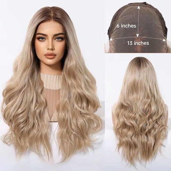 Mono top swiss lace pruik lang blond haar zonder pony Christ, Verzenden, Nieuw