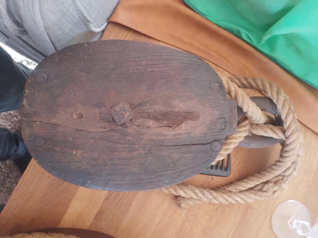 bloc de levage décoratif en bois avec corde, Enlèvement ou Envoi