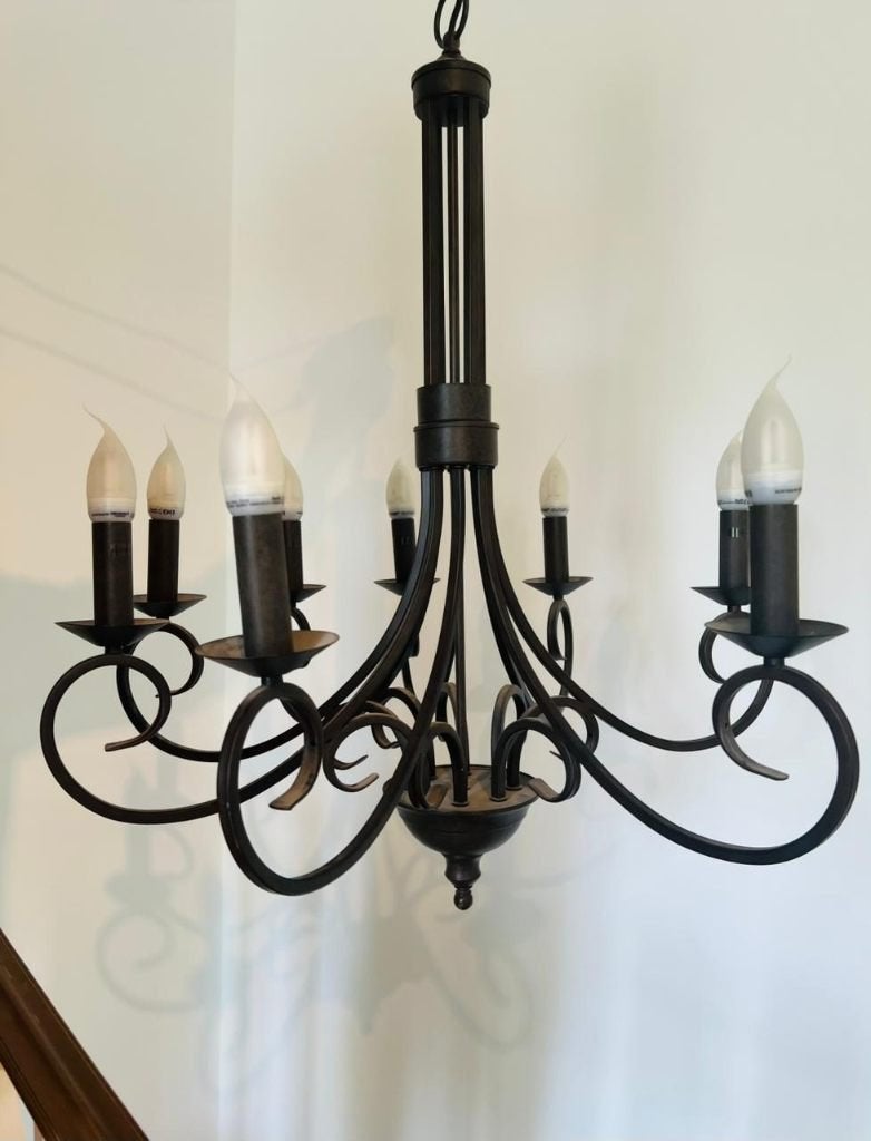 Modern Vintage smeedijzeren kroonluchters, Huis en Inrichting, Lampen | Kroonluchters, Ophalen, Zo goed als nieuw, Metaal, Modern/Vintage