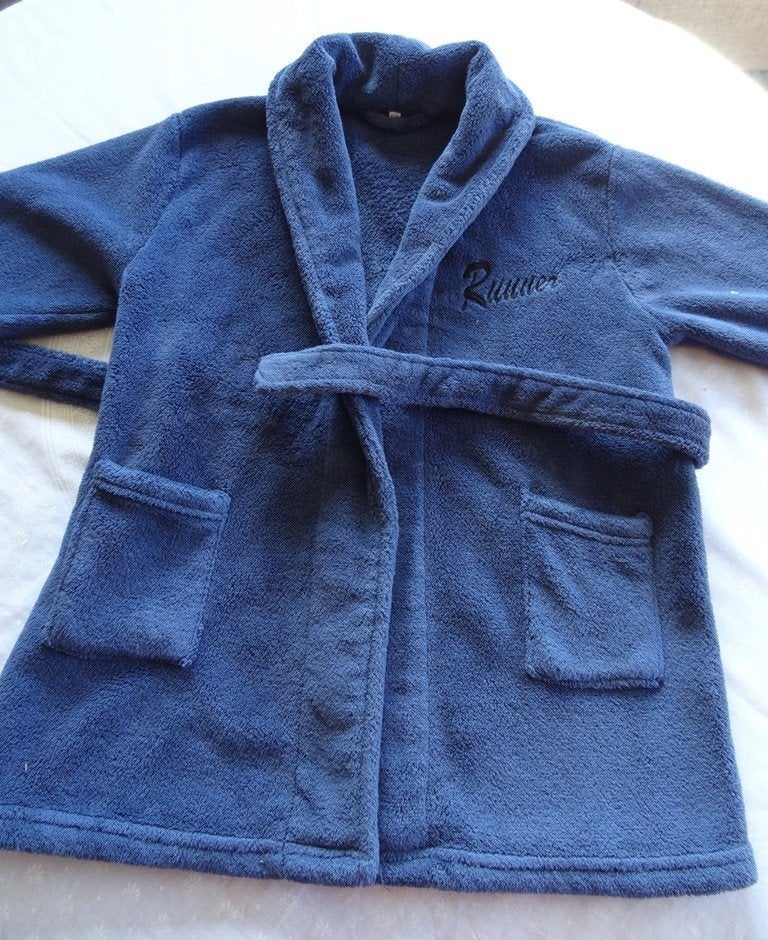 104 blauwe Ruwer  badjas   € 10, Ophalen of Verzenden, Zo goed als nieuw, Jongen of Meisje, Nacht- of Onderkleding