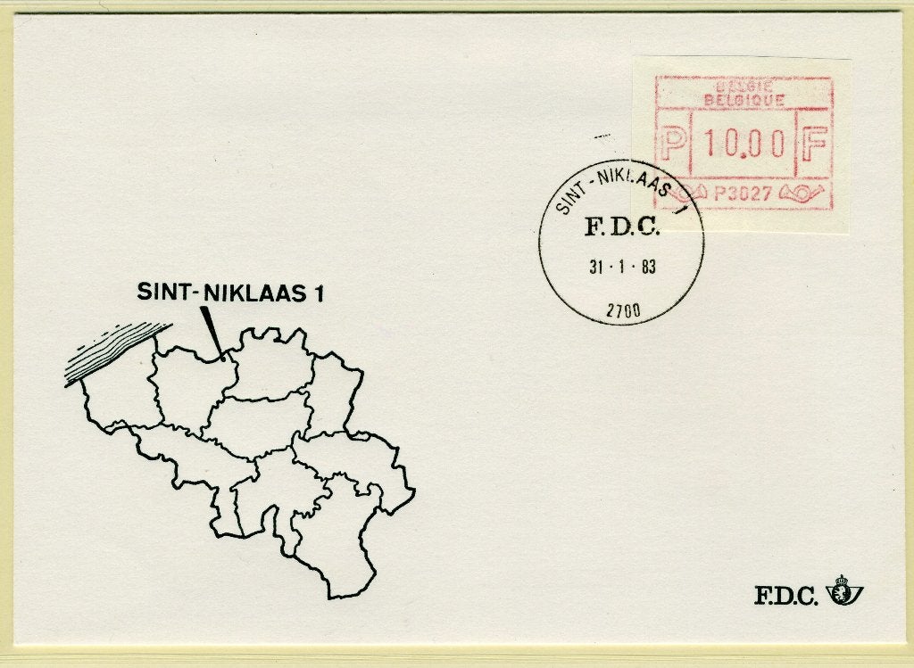 (B) Enveloppe ATM27 FDC 1983 - Saint-Nicolas 1 (P3027), Envoi, Affranchi, Oblitération 1er jour