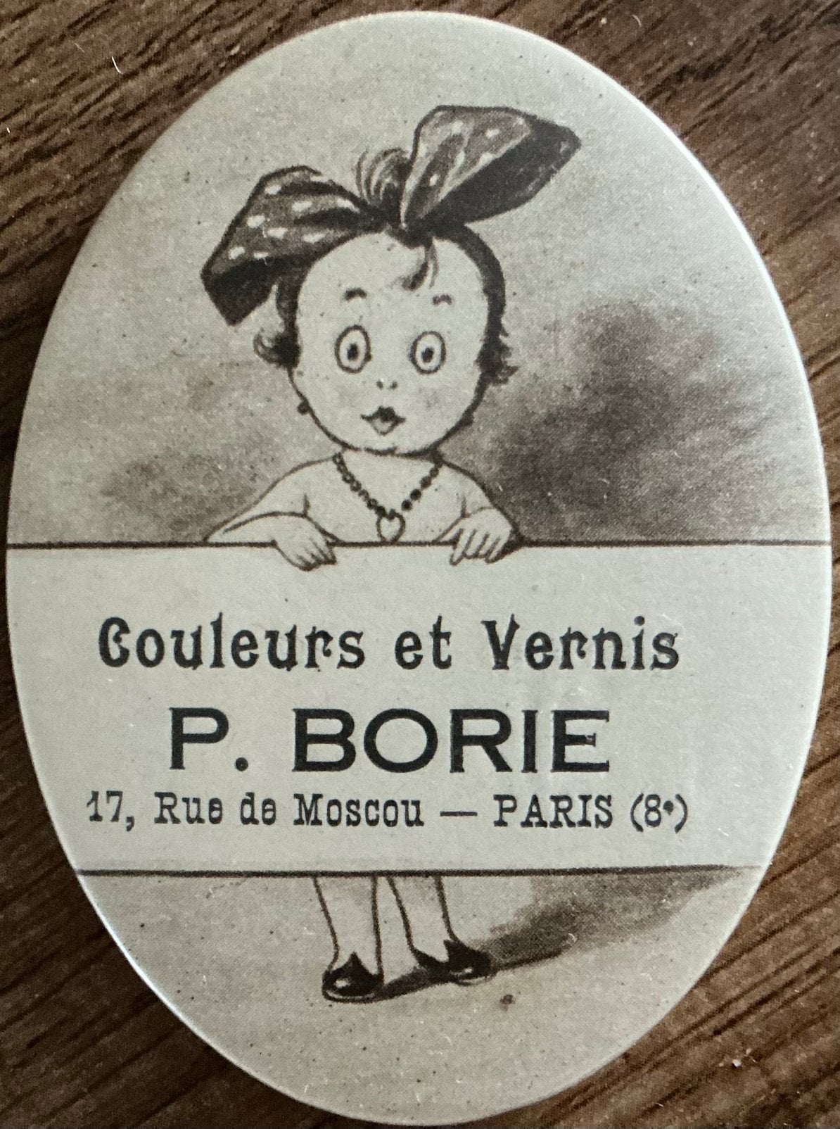 Miroir ancien COULEURS ET VERNIS/P.BORIE/PARIS, Collections, Enlèvement ou Envoi, Comme neuf, Ustensile