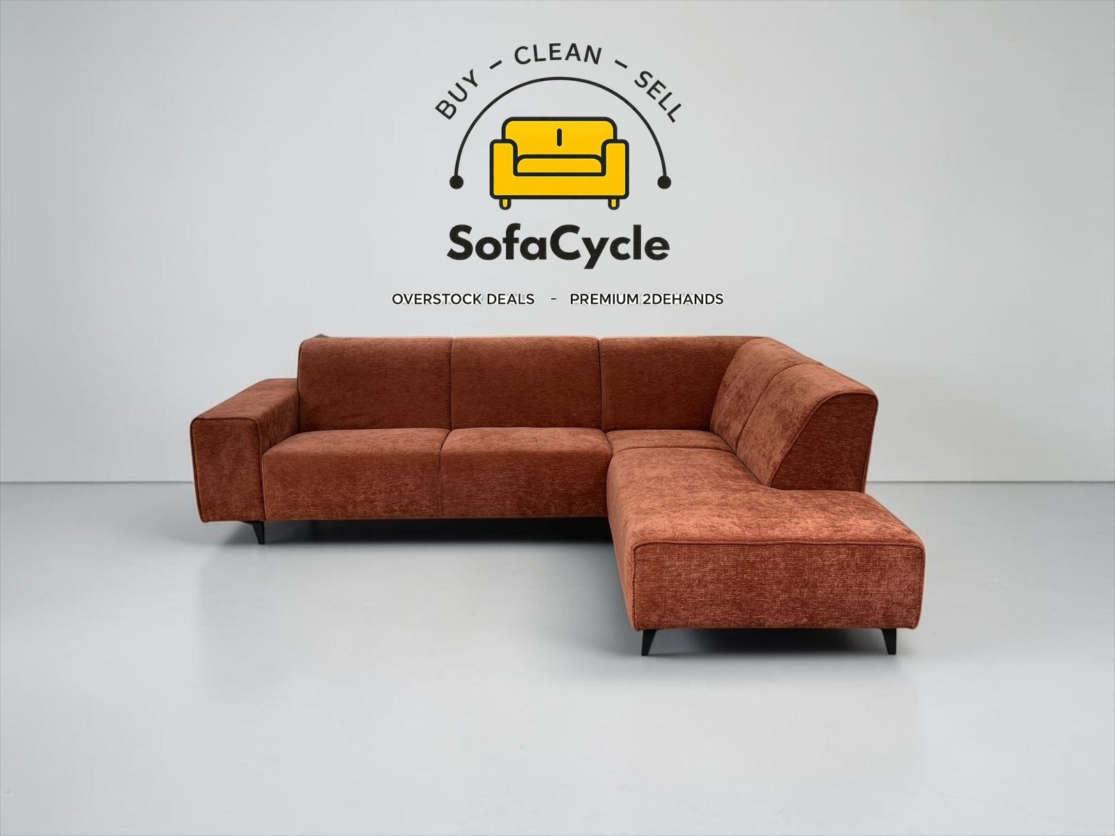 Chaise d'angle en tissu terracotta, angle R — Overstock, Enlèvement ou Envoi, Comme neuf, SofaCycle, Tissus
