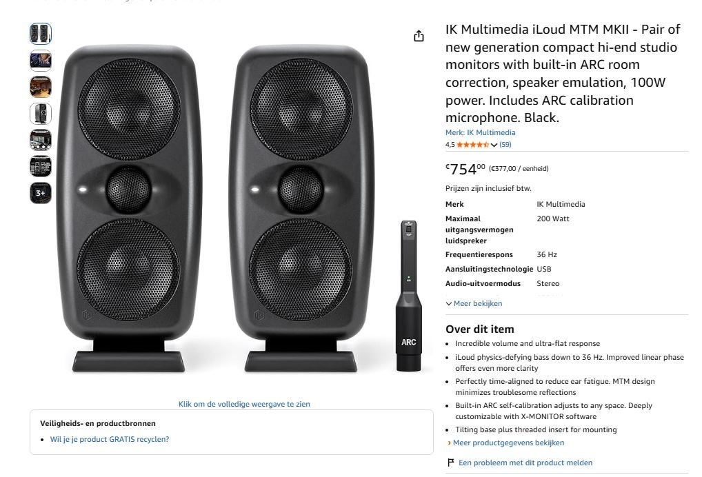 SET #  IK Multimedia iLoud MTM MKII * Active Two-Way Monitor, Enlèvement ou Envoi, Neuf, Moniteur de studio