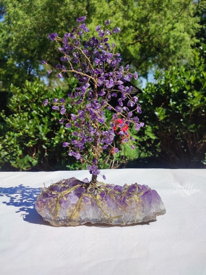 Grote Amethist Edelsteenboom / Levensboom op Cluster – 703g, Ophalen of Verzenden, Mineraal