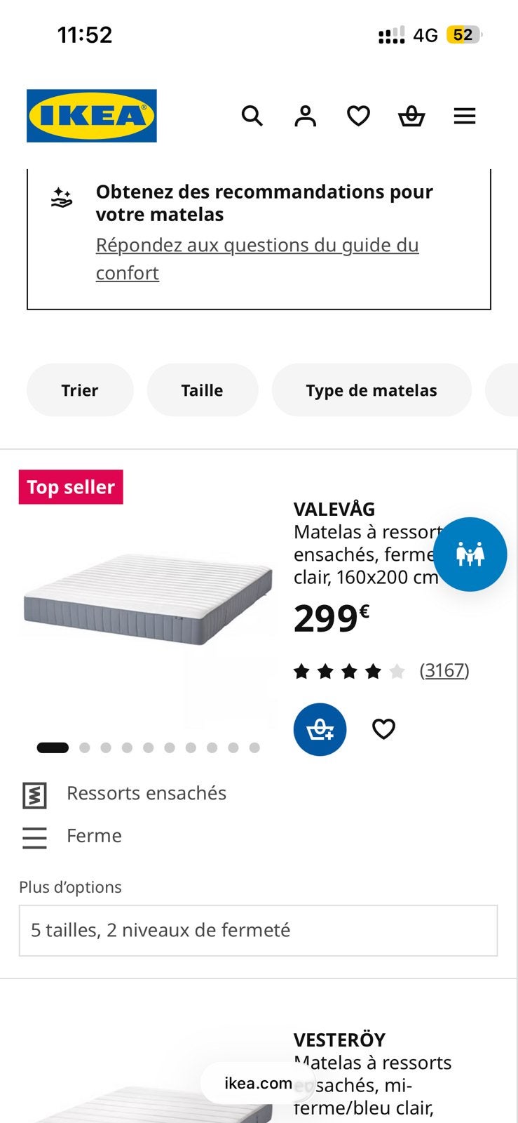 Matelas Ikea 140x200, Matelas, 140 cm, Enlèvement, Utilisé