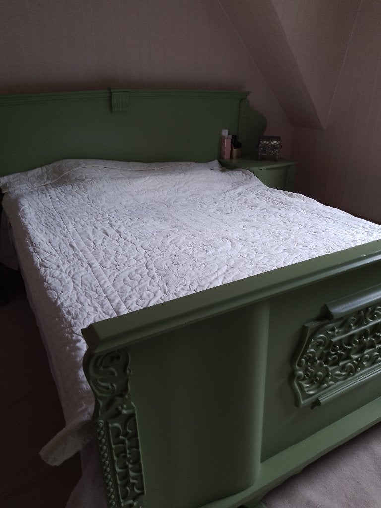 vintage bed  met nachtkastjes, Huis en Inrichting, Slaapkamer | Bedden, Ophalen, Zo goed als nieuw, Tweepersoons, 200 cm