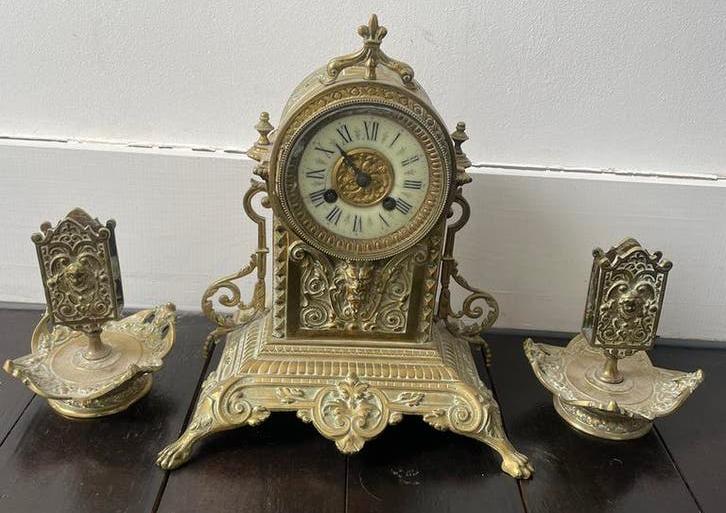 Antieke franse schouwklok set 1850- 1900, Ophalen