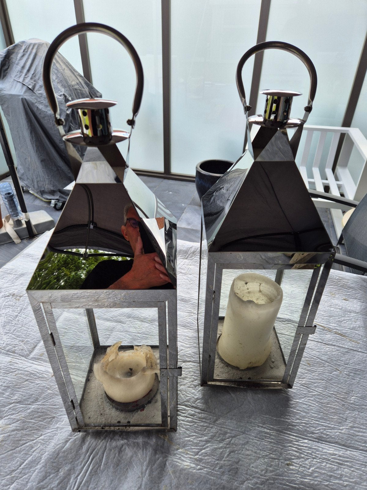 2 windlichten voor terras of tuin, Ophalen