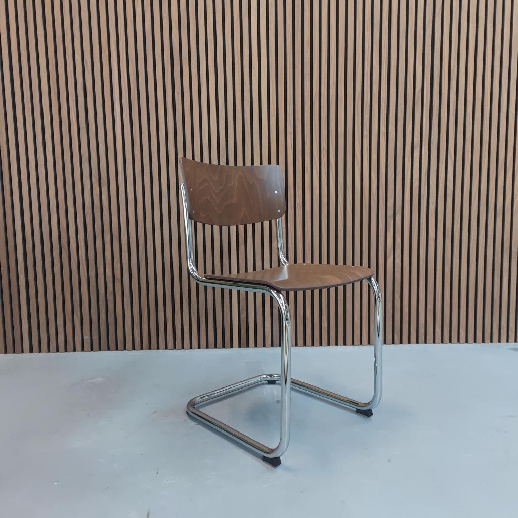 Thonet S 43 Stoel – Donker Walnoot Hout met Chroom, Enlèvement ou Envoi