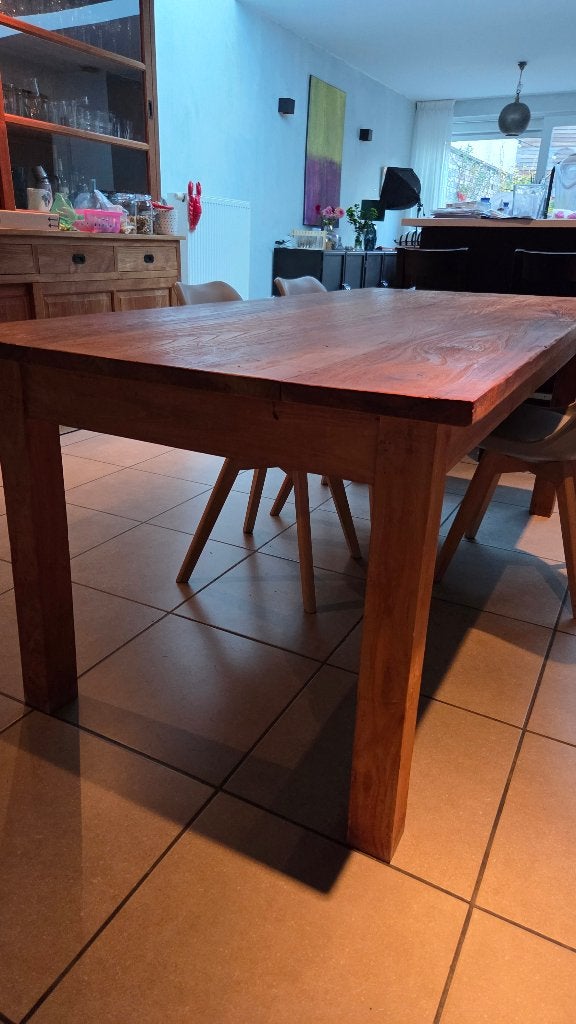 Teak tafel 90 x 200cm, Huis en Inrichting, Ophalen, Teakhout, 200 cm of meer, 50 tot 100 cm