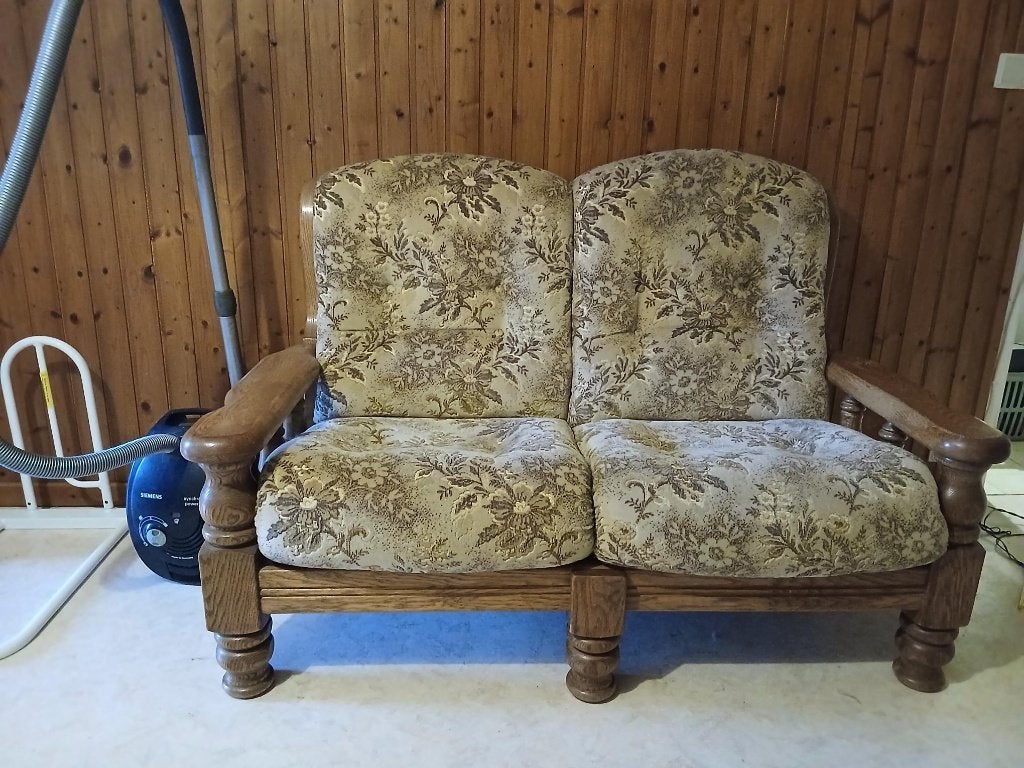 Canapé 2 places et fauteuil inclinable, Ophalen, Gebruikt, Tweepersoons, Rechte bank