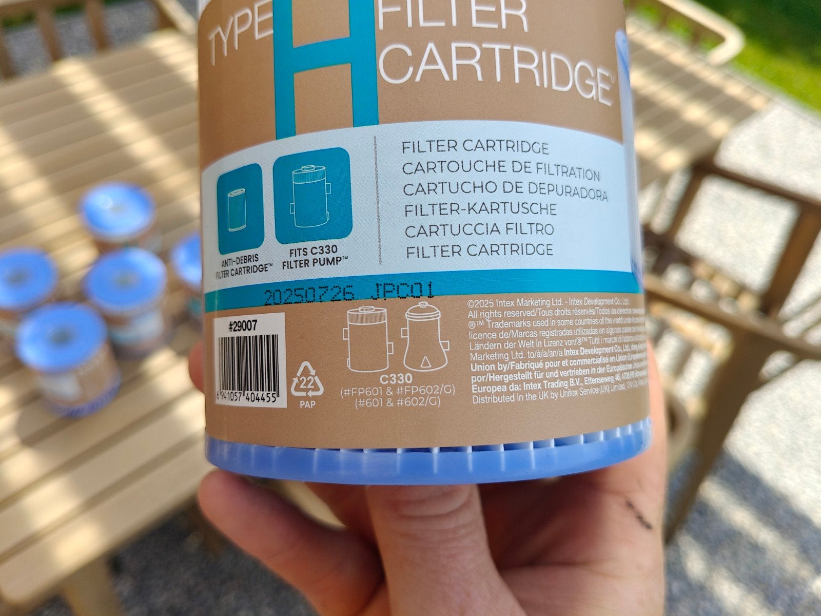 Intex type H filter 6x, Ophalen