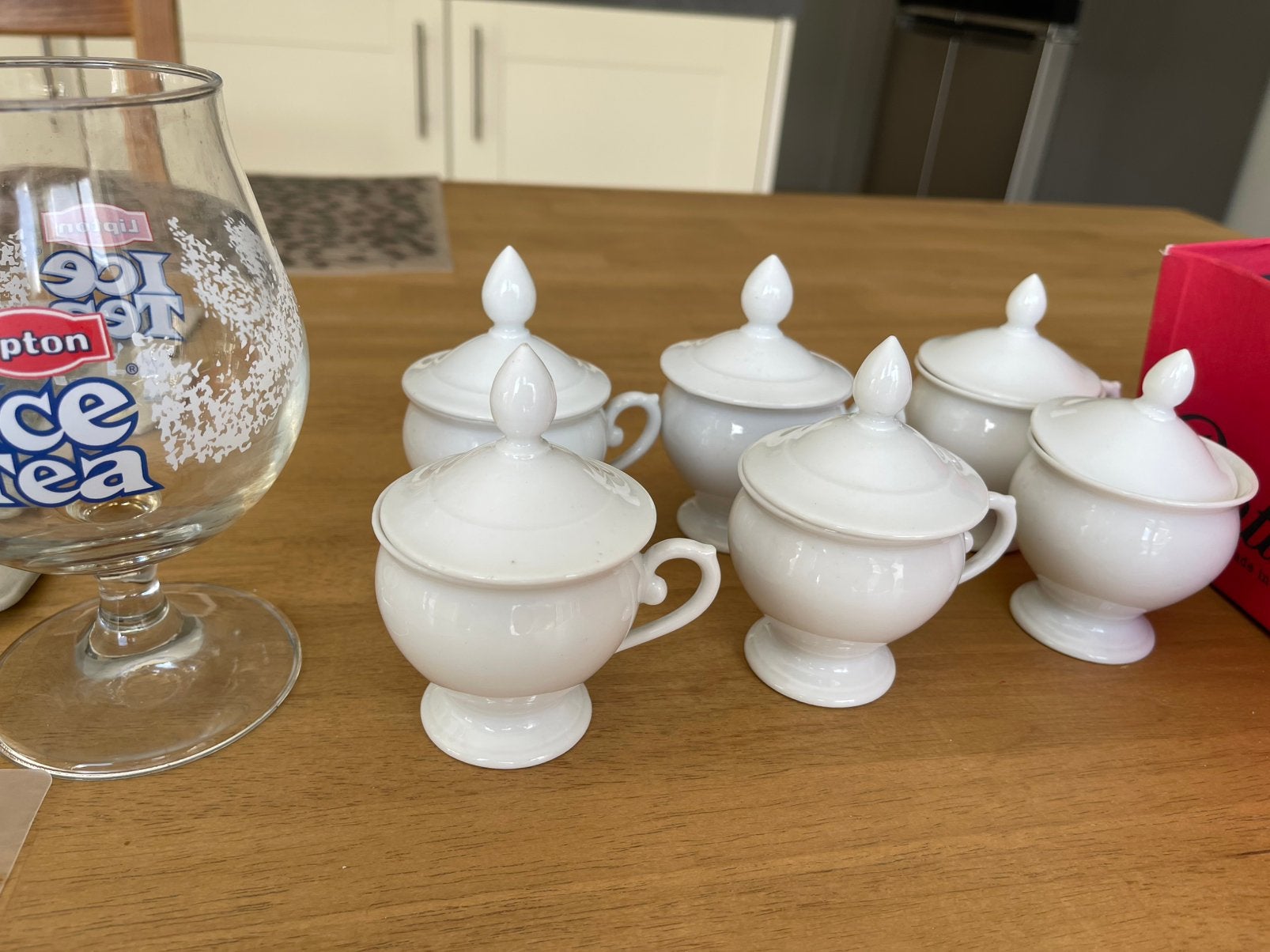 6 pots de crème vintage en porcelaine avec couvercles, Enlèvement ou Envoi