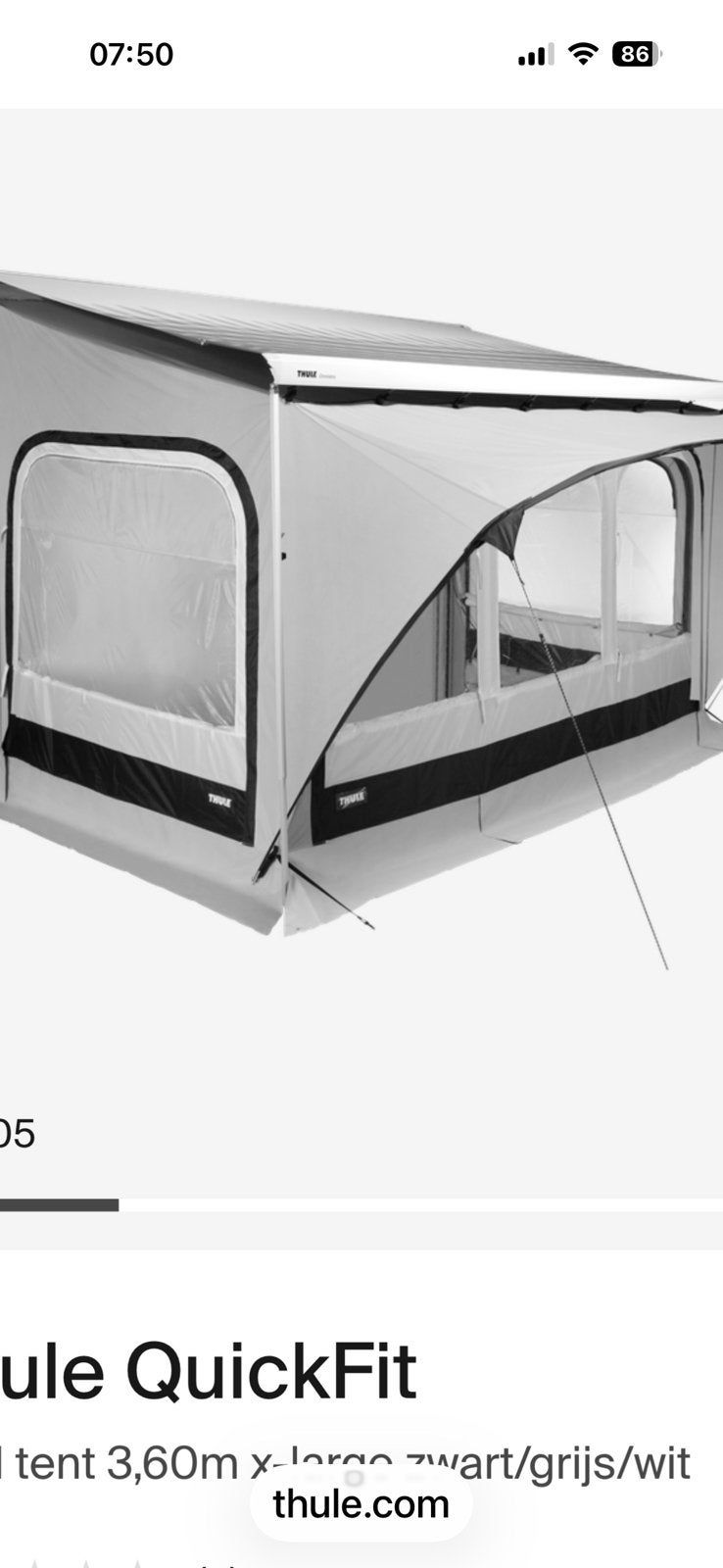 Thule Quickfit voortent, Caravans en Kamperen, Ophalen, Zo goed als nieuw
