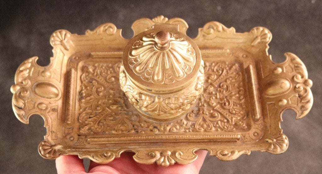 Antieke bronzen inktpot, Ophalen of Verzenden