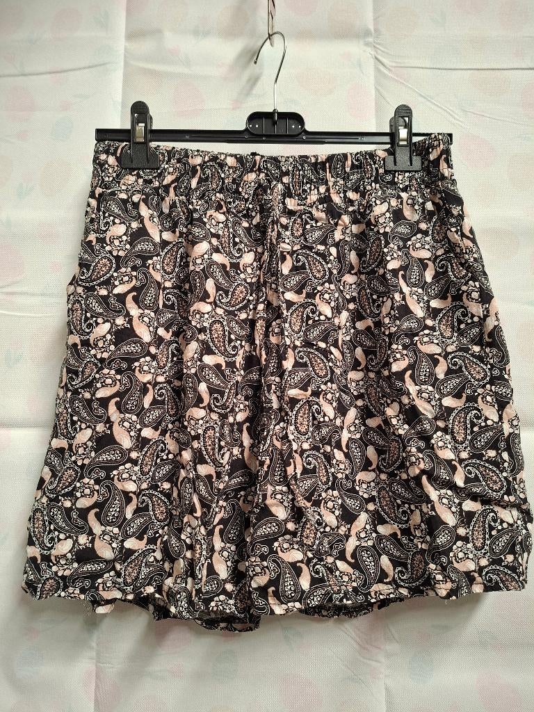 Korte broek / shorts - Zwart/roze paisley - Maat ca. 44-46, ANDERE, Kort, Verzenden, Zwart