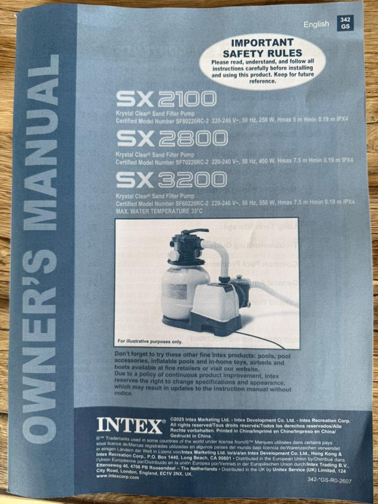 Intex zandfilterpomp SX2100, Ophalen, Nieuw