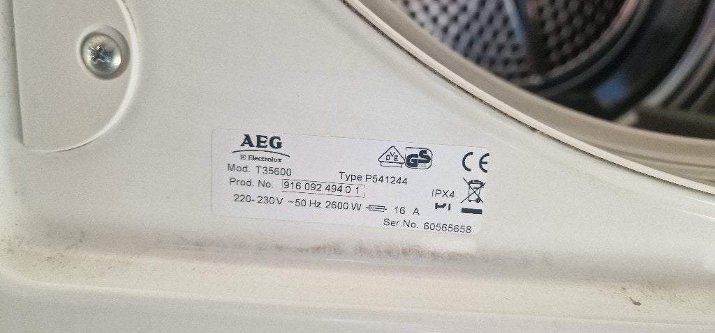 AEG Droogkast T35600, Ophalen, Gebruikt, Luchtafvoer, 4 tot 6 kg