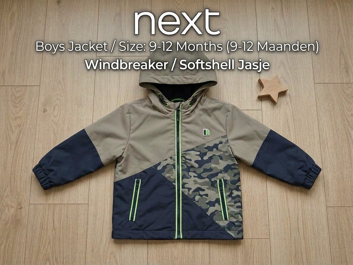 Next Softshell Windbreaker Camouflage (Maat 80 - 9-12m), Kinderen en Baby's, Ophalen, Zo goed als nieuw, Jasje, Next
