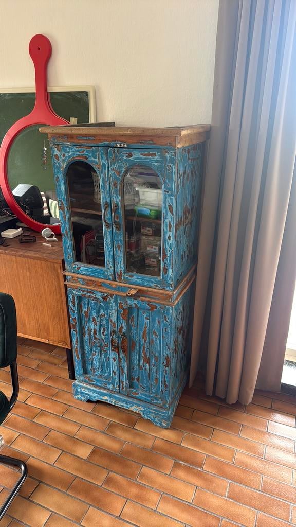 Volhouten kast met Indische look, Antiek en Kunst, Ophalen