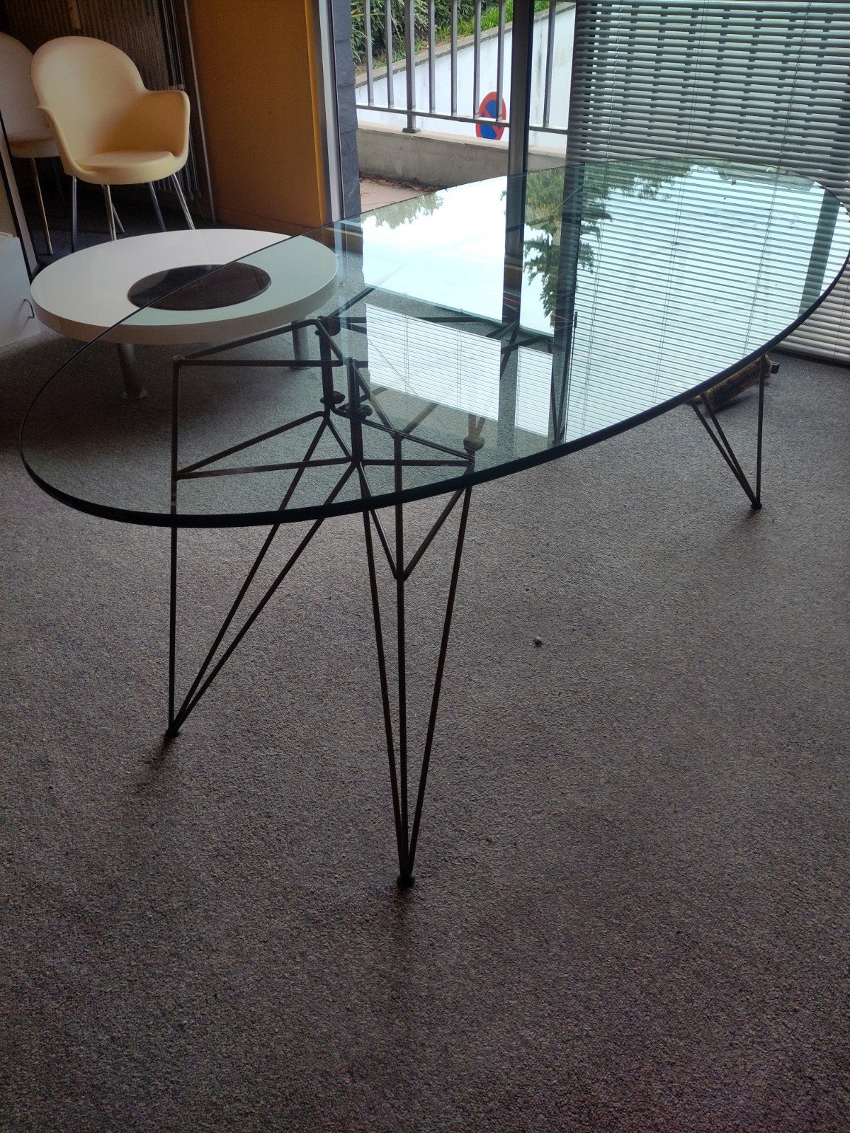 Ovale glazen eettafel voor de eetkamer, Ophalen, Ovaal, Glas