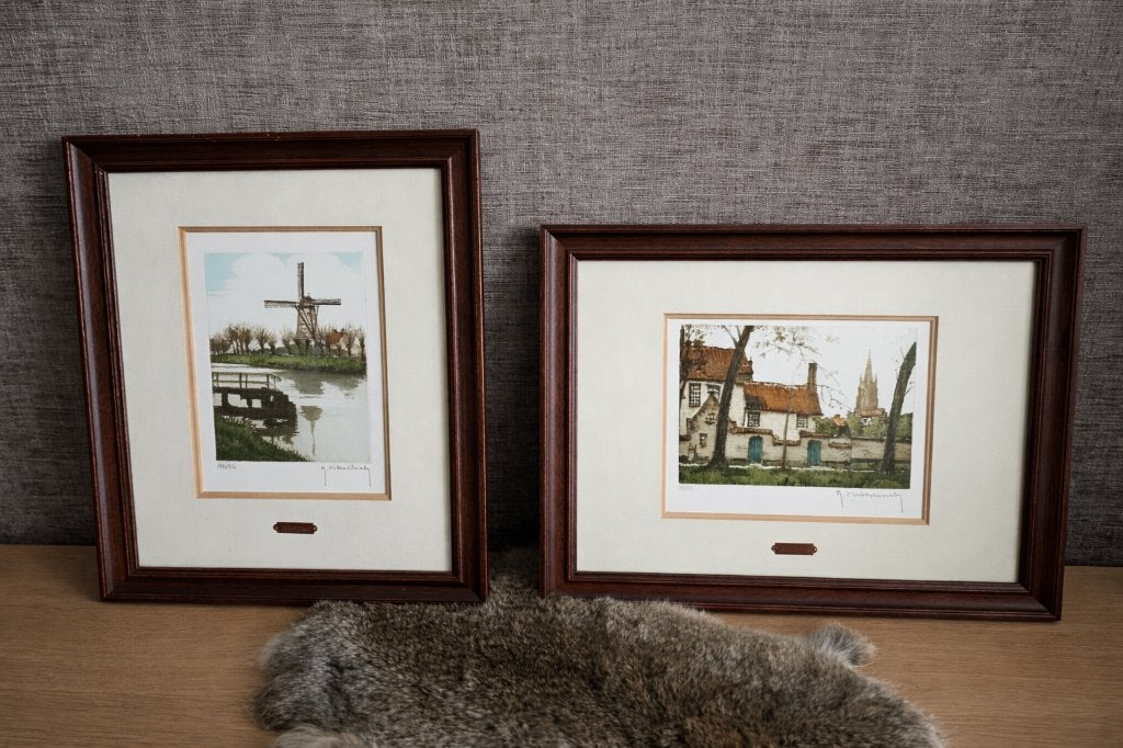 2 x ets Roger Hebbelinck met echtheidscertificaten, Antiek en Kunst, Kunst | Etsen en Gravures, Ophalen of Verzenden, Stadsgezicht