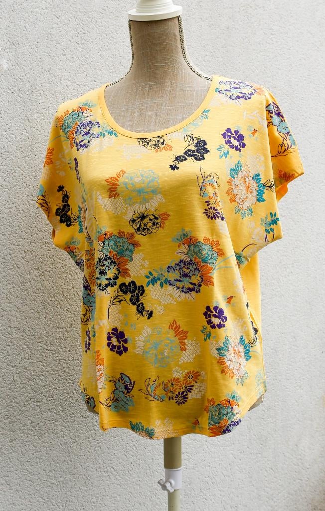 Zeer mooie blouse met bloemenprint - T 40, Kleding | Dames, Maat 38/40 (M), Geel, Ophalen of Verzenden, Zo goed als nieuw