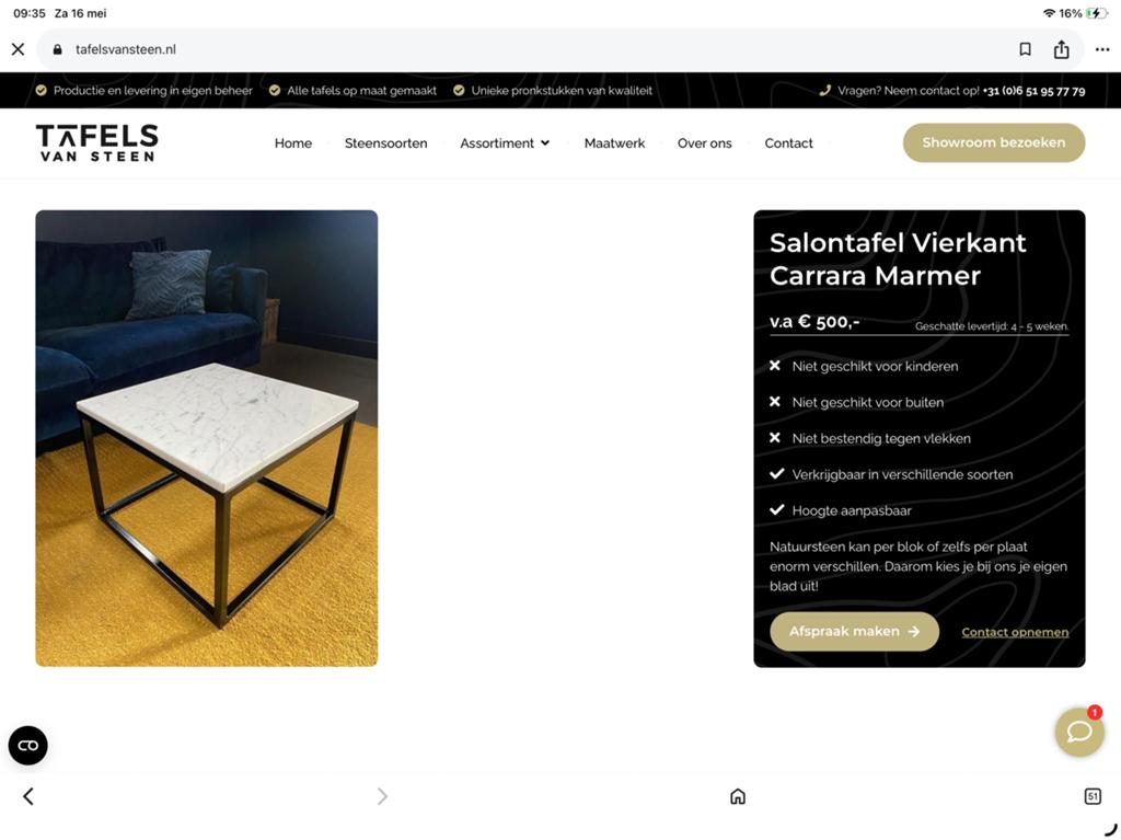 Table basse en marbre, Enlèvement, Comme neuf