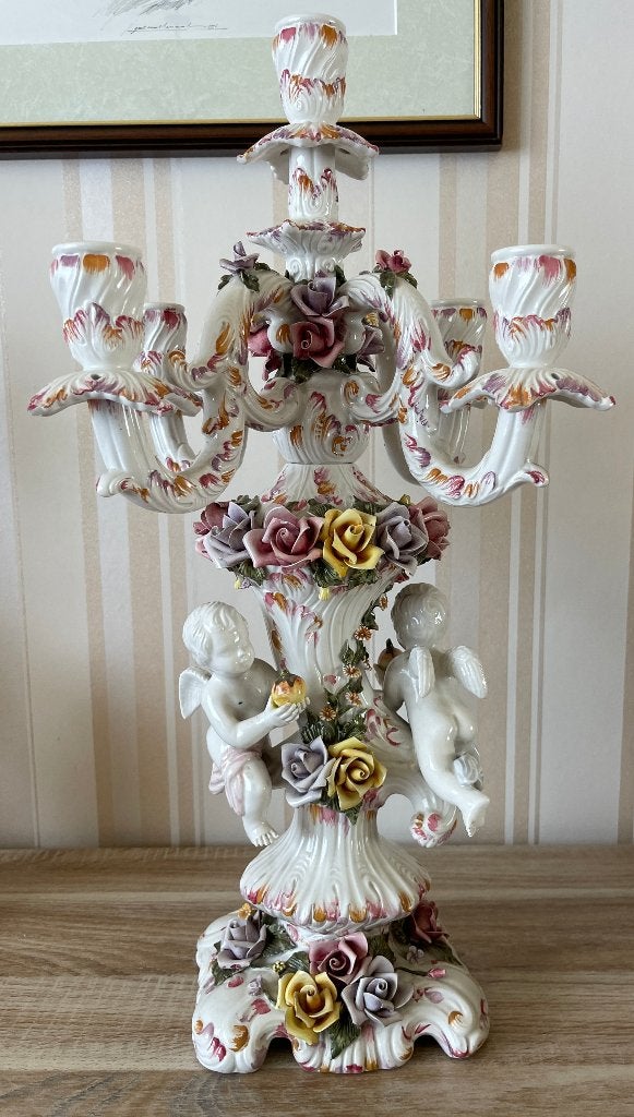 Italiaanse porseleinen kandelaar, 50,5 cm hoog, Antiek en Kunst, Ophalen