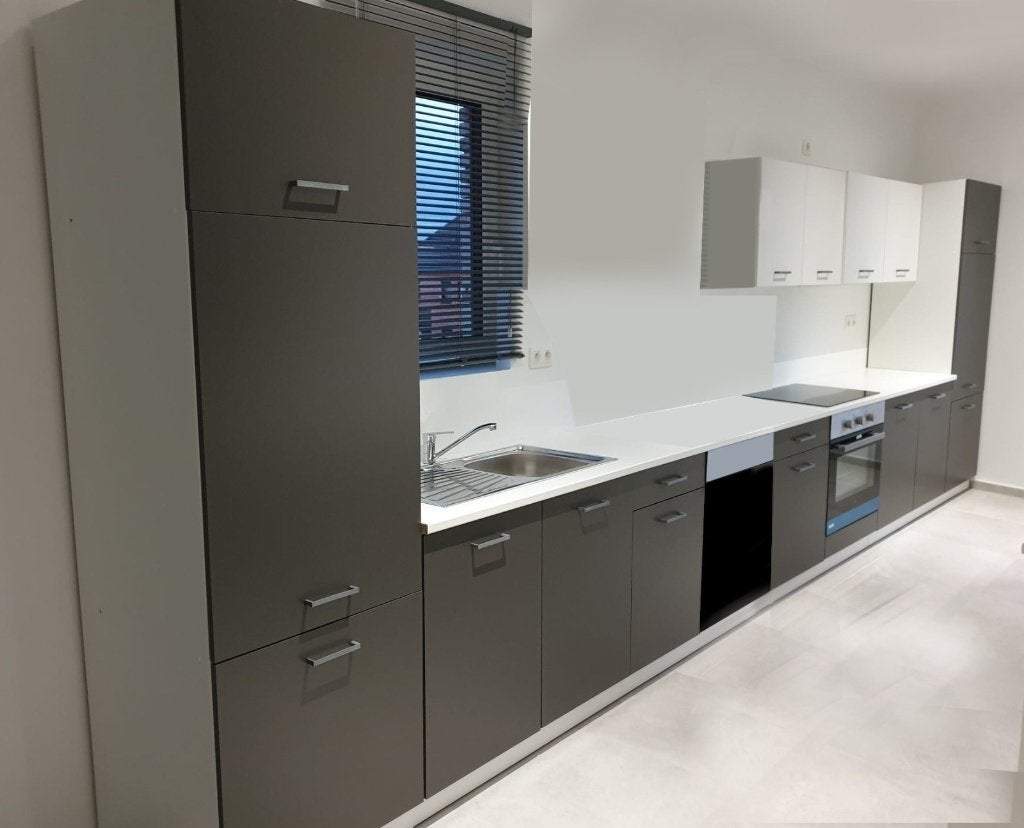 Nouvelle cuisine gris mat avec appareils électroménagers, Neuf, Gris, Bois, Enlèvement